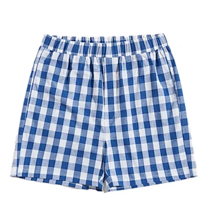 New Arrival Plaid Short Pyjama Sleepwear Bamboo Breathable Bottoms Cotton Plaid Men Short Pajamas