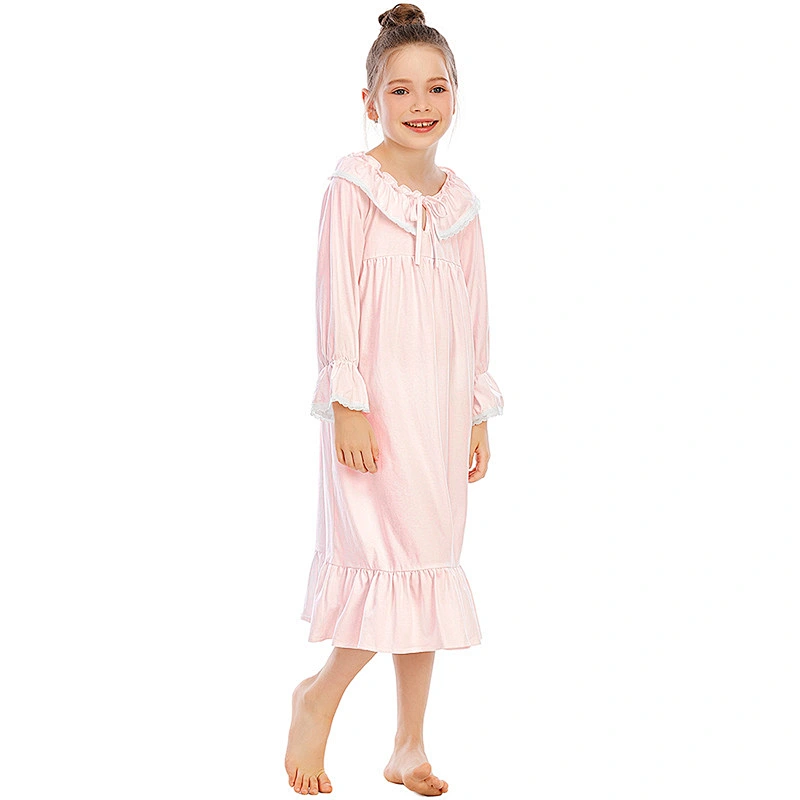 Toddler Girl Lace Sleep Wear Dress Pyjamas Children Clothing Sleepwear Custom Cotton Kids Pajama Dress