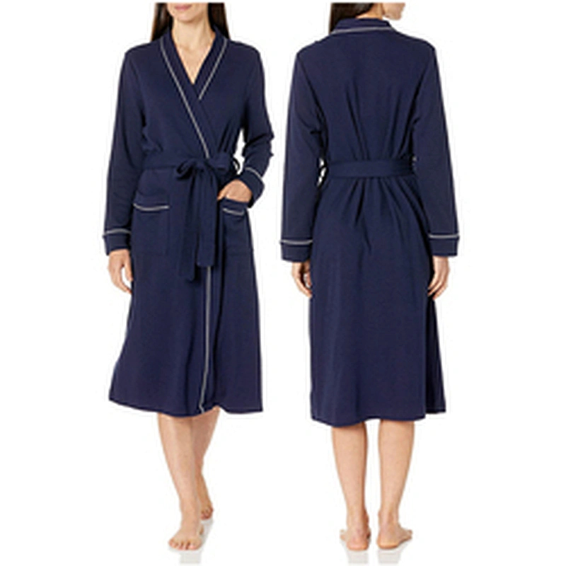 Women's Lightweight Soft Kimono Bath Robe Cotton Calf-Length Waffle Robe