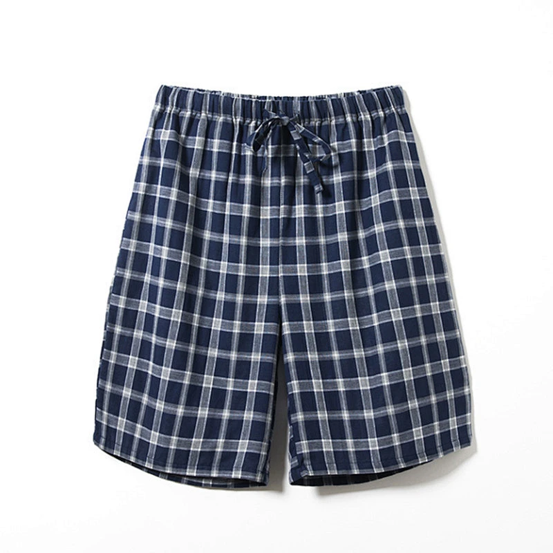 New Arrival Men's Plaid Sleep Bottoms Shorts Pijamas Summer Cotton Lounge Pants Men Pajama Pants