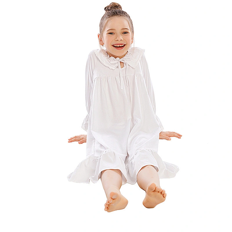 Toddler Girl Lace Sleep Wear Dress Pyjamas Children Clothing Sleepwear Custom Cotton Kids Pajama Dress