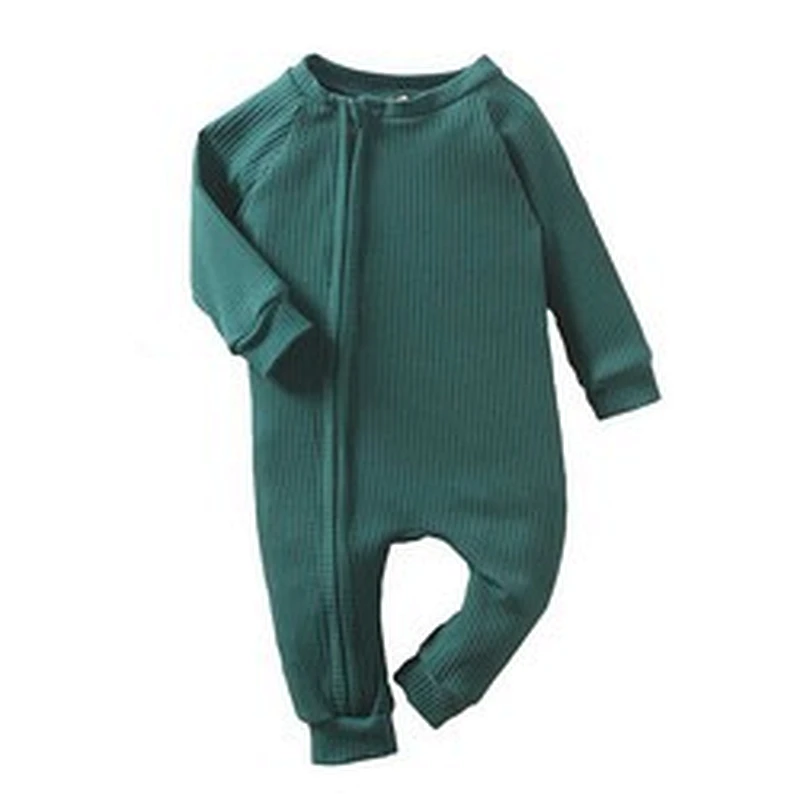 Solid Raglan Sleeve Oblique Zipper Baby Onesie Winter Newborn Baby Clothes Baby Romper