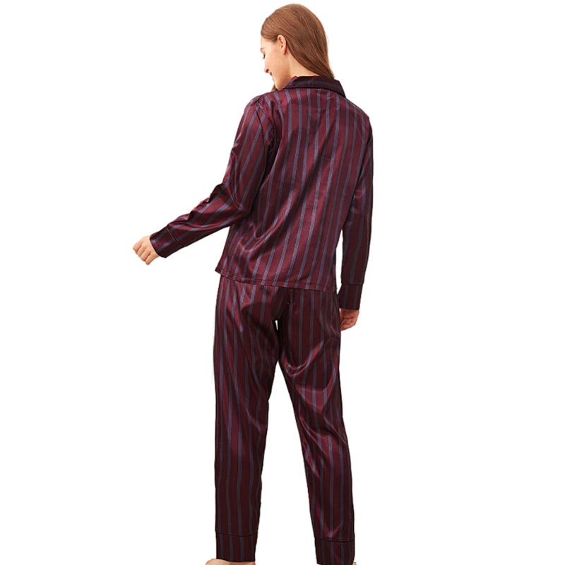 Striped 2022 Wholesale Custom Satin Pajamas Set Silk Designer Luxury Pyjamas For Women