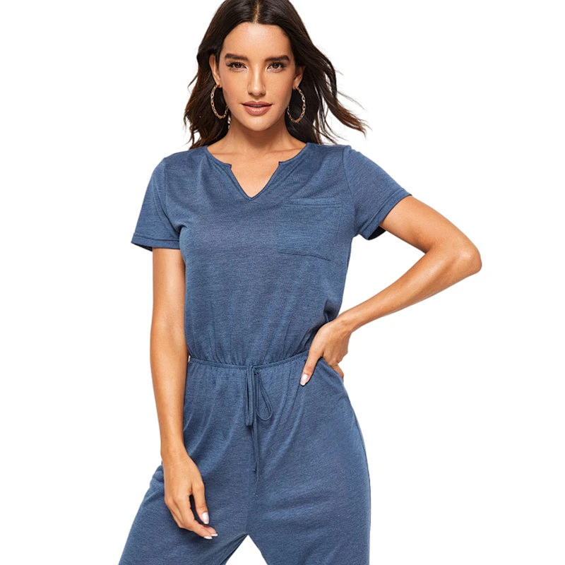 Cotton Jumpsuit Loungewear Pajama Girl Waist Solid Pyjama Custom Designer Women Romper Cotton Adult Onesie