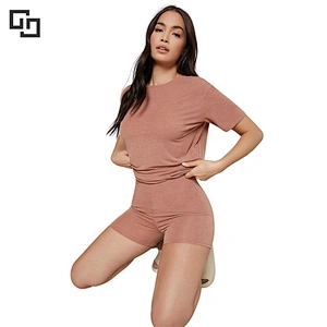 Solid Drop Shoulder Comfortable Tee With Shorts Lounge Set