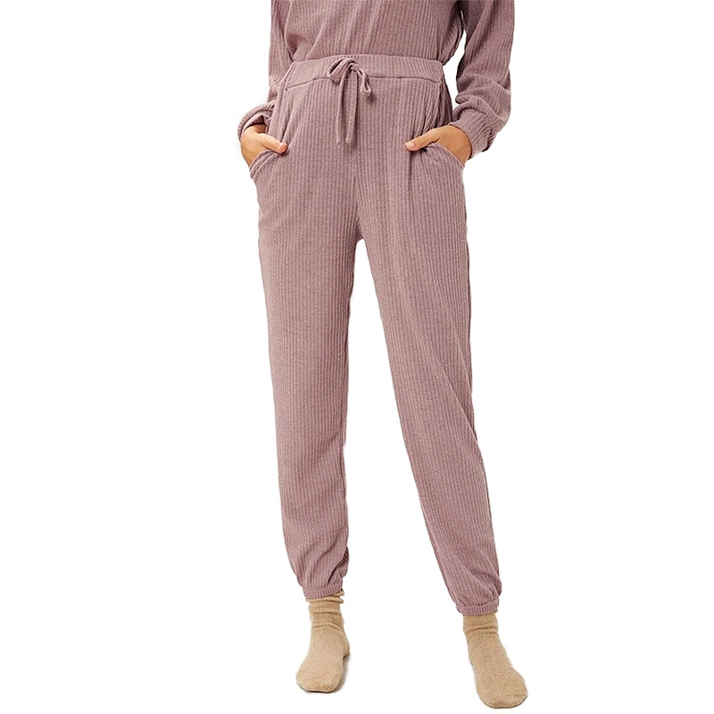 Navy Linen Loose PJ Pants Women With Front Slant Pockets And Back Patch Pocket Sleep Pajama Pants