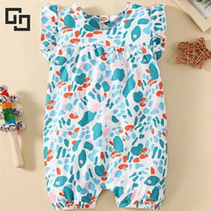 Allover Print Ruffle Sleeve Print Custom Toddler Pajamas Viscose from Bamboo Baby Bubble Romper