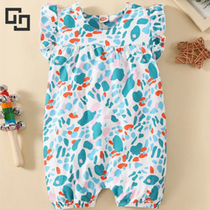 Allover Print Ruffle Sleeve Print Custom Toddler Pajamas Viscose from Bamboo Baby Bubble Romper