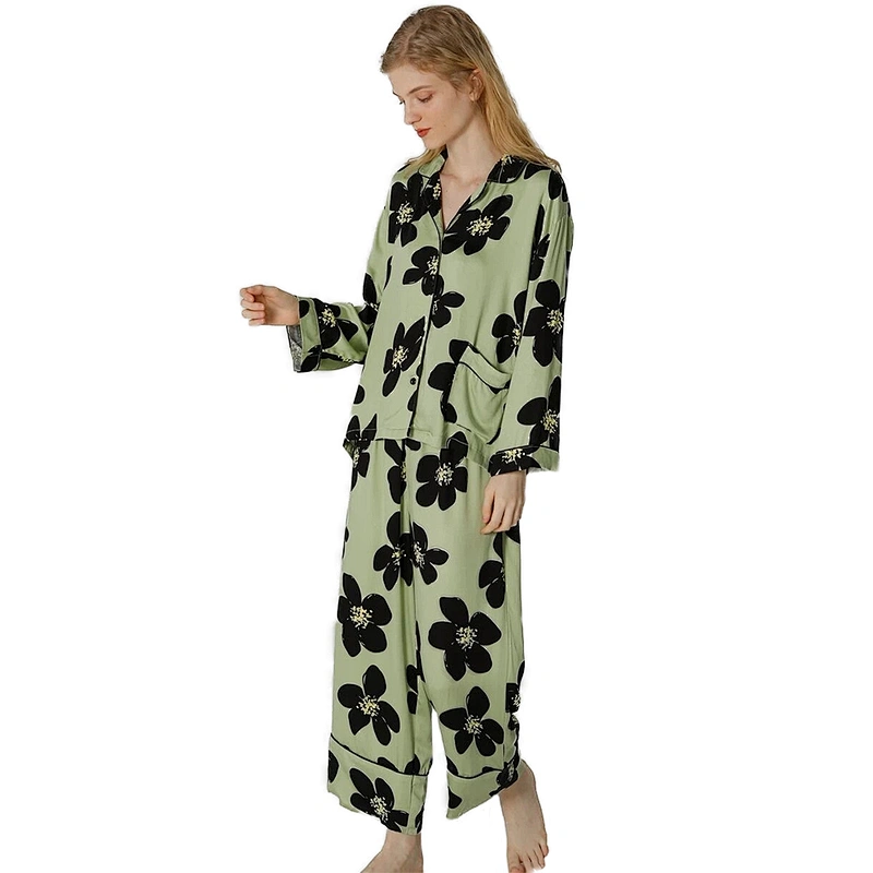 Custom Luxury Lady Viscose Pajamas 2 Pieces Soft Cozy Solid Women Viscose Sleep Wear Set for Women
