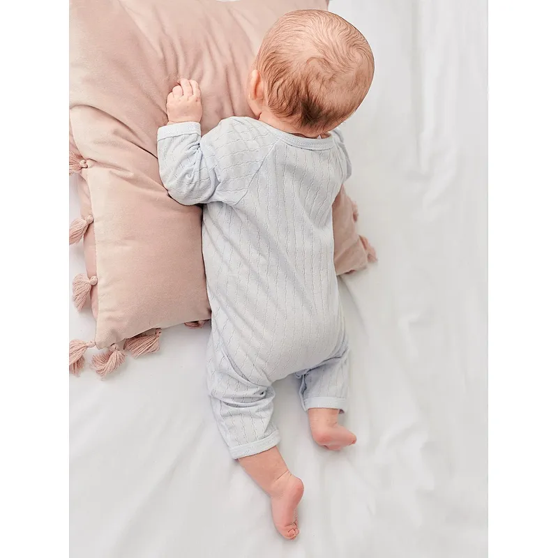 Long Sleeve Newborn Baby Boy Jumpsuit Popper Tape Wrap Cotton Viscose from Bamboo Baby Romper