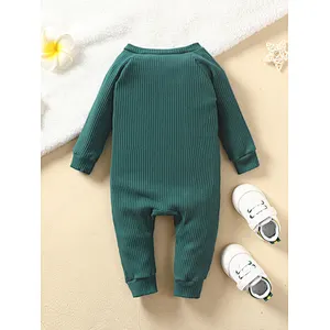 Solid Raglan Sleeve Oblique Zipper Baby Onesie Winter Newborn Baby Clothes Baby Romper