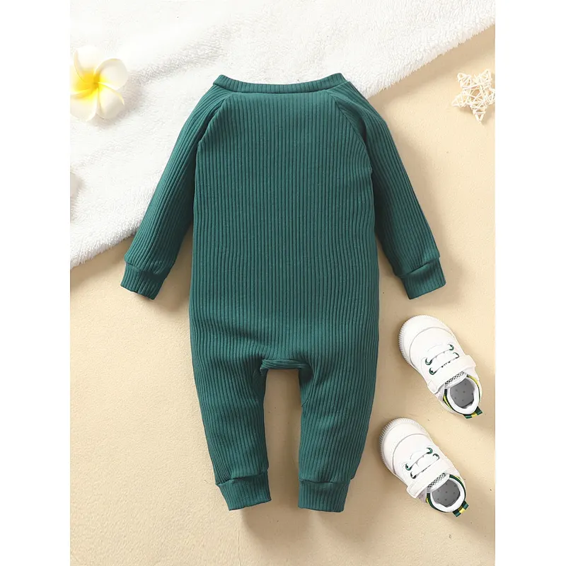 Solid Raglan Sleeve Oblique Zipper Baby Onesie Winter Newborn Baby Clothes Baby Romper