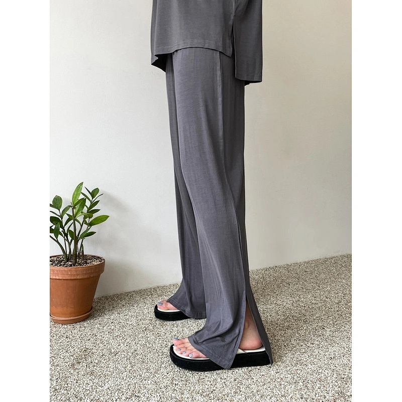 Pajamas Short Sleeve Long Pants Solid Tee Bamboo Viscose Women Sleepwear With Pants Women Bamboo Viscose Pajamas