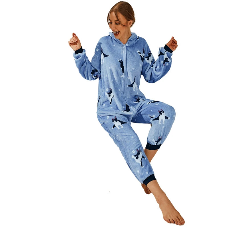 New Arrival Print 3D Ear Winter Velvet Adult Rompers Fleece Custom Long Jumpsuits Flannel Animal Unicorn  Women Onesie