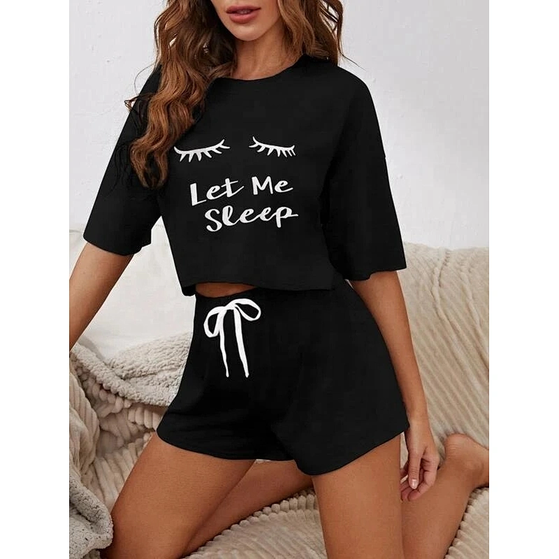 Solid Print Winter Pajama Women Cotton Pajamas Set
