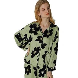 Custom Luxury Lady Viscose Pajamas 2 Pieces Soft Cozy Solid Women Viscose Sleep Wear Set for Women