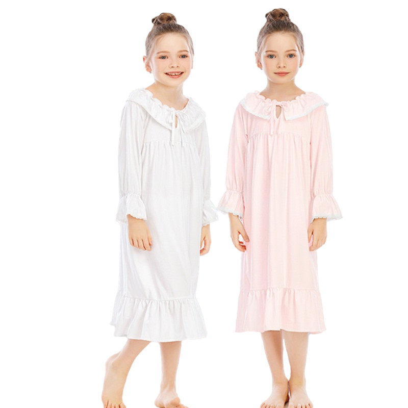 Toddler Girl Lace Sleep Wear Dress Pyjamas Children Clothing Sleepwear Custom Cotton Kids Pajama Dress