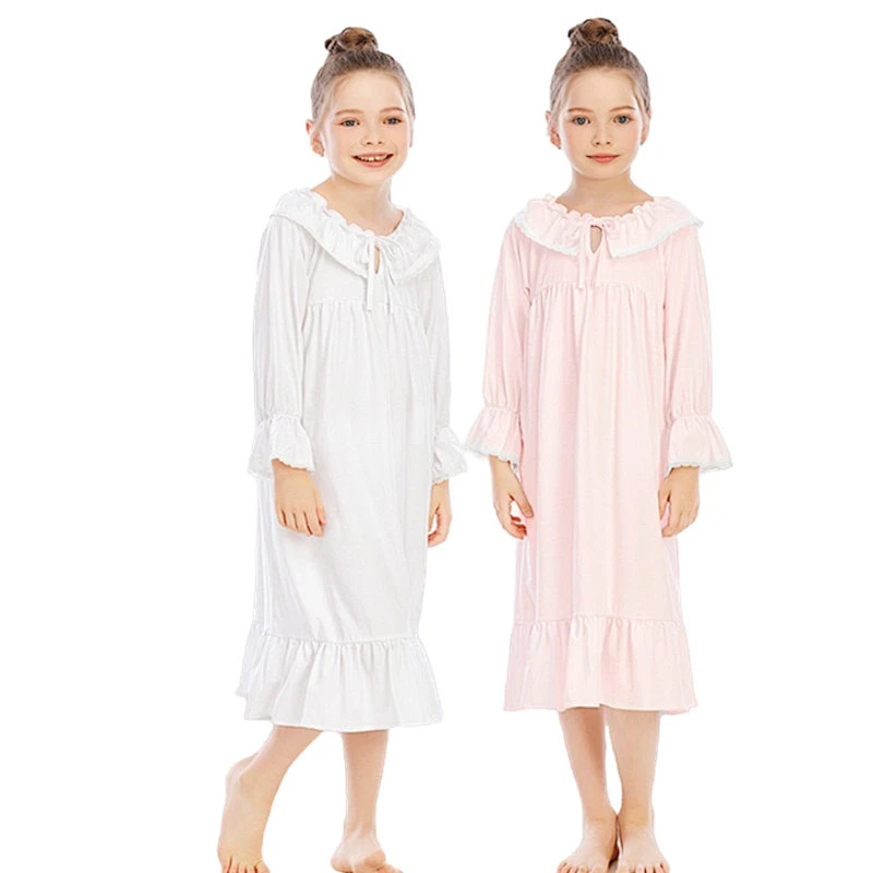 Toddler Girl Lace Sleep Wear Dress Pyjamas Children Clothing Sleepwear Custom Cotton Kids Pajama Dress