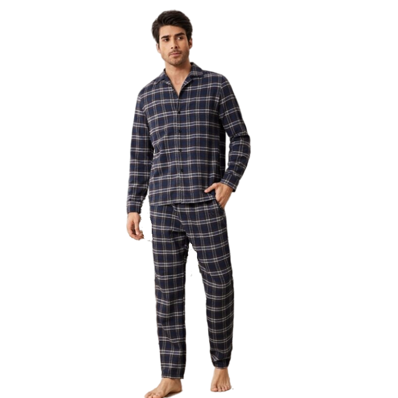 Men's New Plaid Pajamas Two-piece Plaid Pajamas