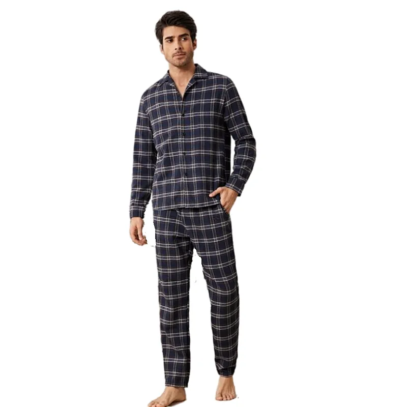 Men's New Plaid Pajamas Two-piece Plaid Pajamas