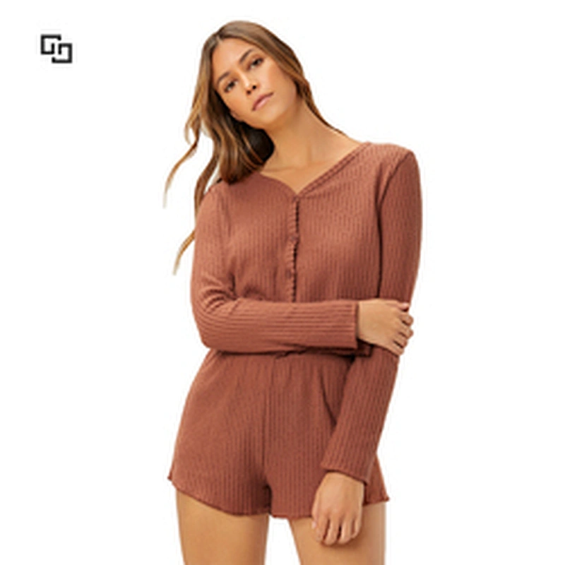 Wholesale Lounge Wear V Neck Button Front Tee & Shorts Lounge Set Women Loungewear Sets