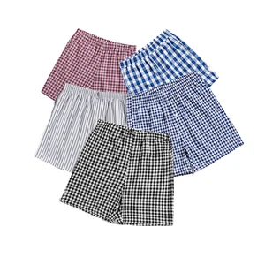 New Arrival Plaid Short Pyjama Sleepwear Bamboo Breathable Bottoms Cotton Plaid Men Short Pajamas