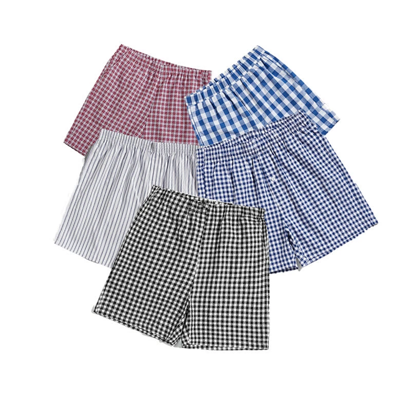 New Arrival Plaid Short Pyjama Sleepwear Bamboo Breathable Bottoms Cotton Plaid Men Short Pajamas