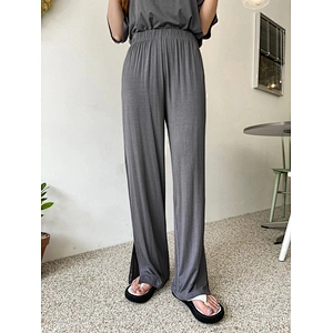 Pajamas Short Sleeve Long Pants Solid Tee Bamboo Viscose Women Sleepwear With Pants Women Bamboo Viscose Pajamas