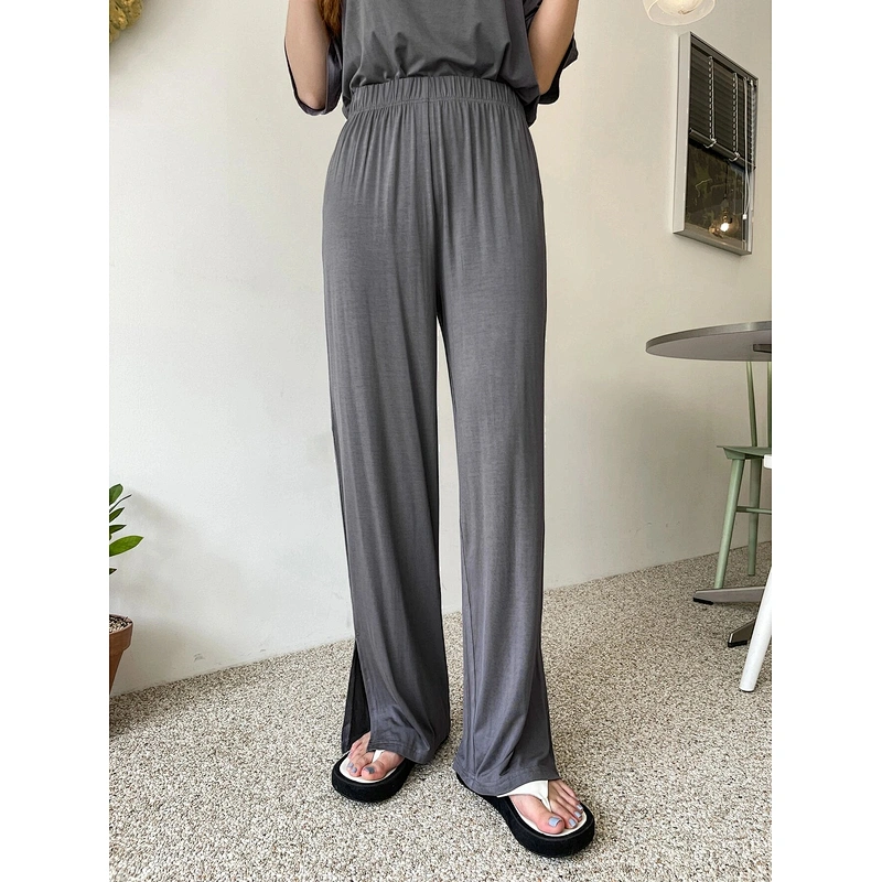 Pajamas Short Sleeve Long Pants Solid Tee Bamboo Viscose Women Sleepwear With Pants Women Bamboo Viscose Pajamas
