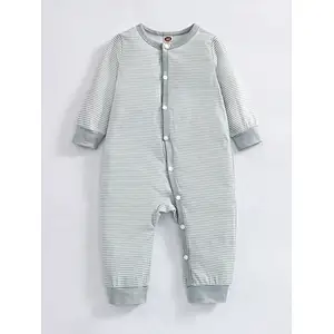 Wholesale Baby Onesie Button Baby Boy Jumpsuits Knit Pajama Blank Cotton 100% Baby Rompers