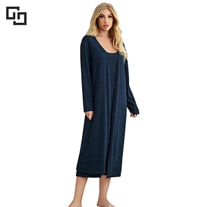 2 Pack Rib-knit Cami Dress & Robe Lounge Set