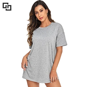 Custom Design Solid Drop Shoulder Girls Lounge Wear Women Nightdress Nightgown Pajamas