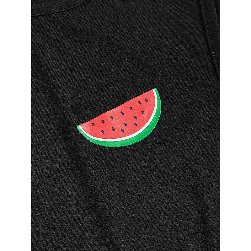 Factory supply 2 pieces knit printed100% cotton ribbed Pajamas private lable men watermelon print tank top shorts pajama set