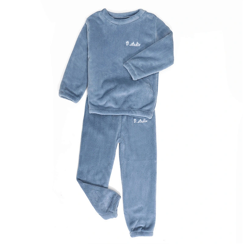 Kids Warm Trouser Suit Winter Flannel Pajamas And Home Wear Boys and Girls Sleepwear