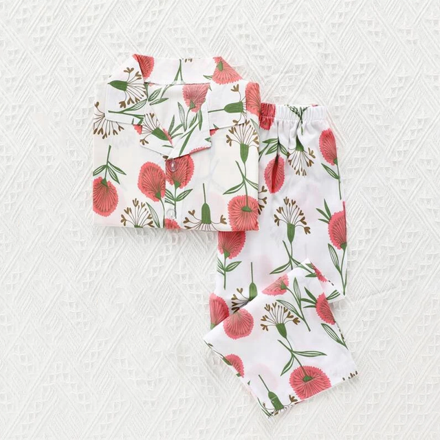 Floral Print  Pj Set Lounge Wear Set Woman Cotton Pajama