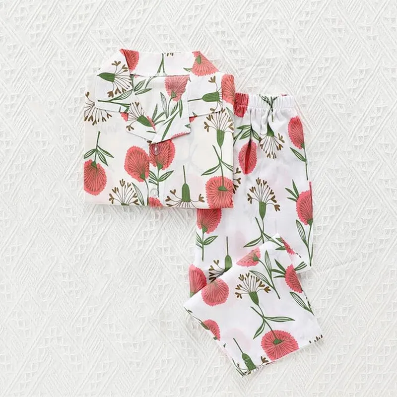 Floral Print  Pj Set Lounge Wear Set Woman Cotton Pajama