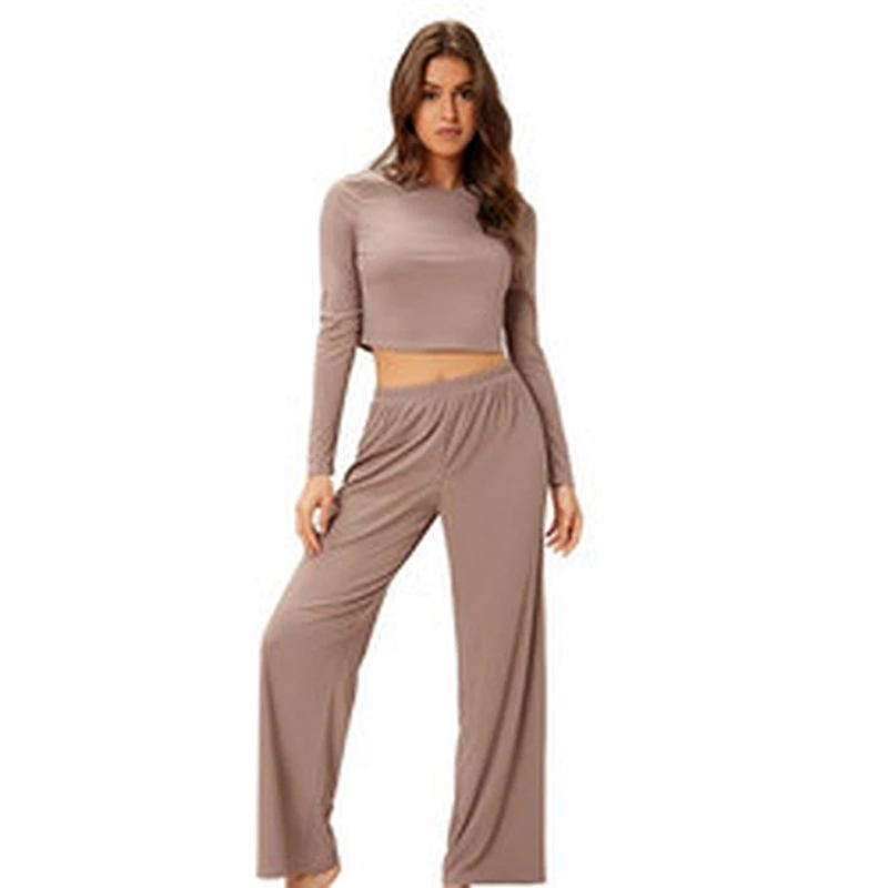 Thermal Solid Seamless Pajama Sets Bamboo Long Breathable Pyjama Designer Custom Women Cotton Underwear
