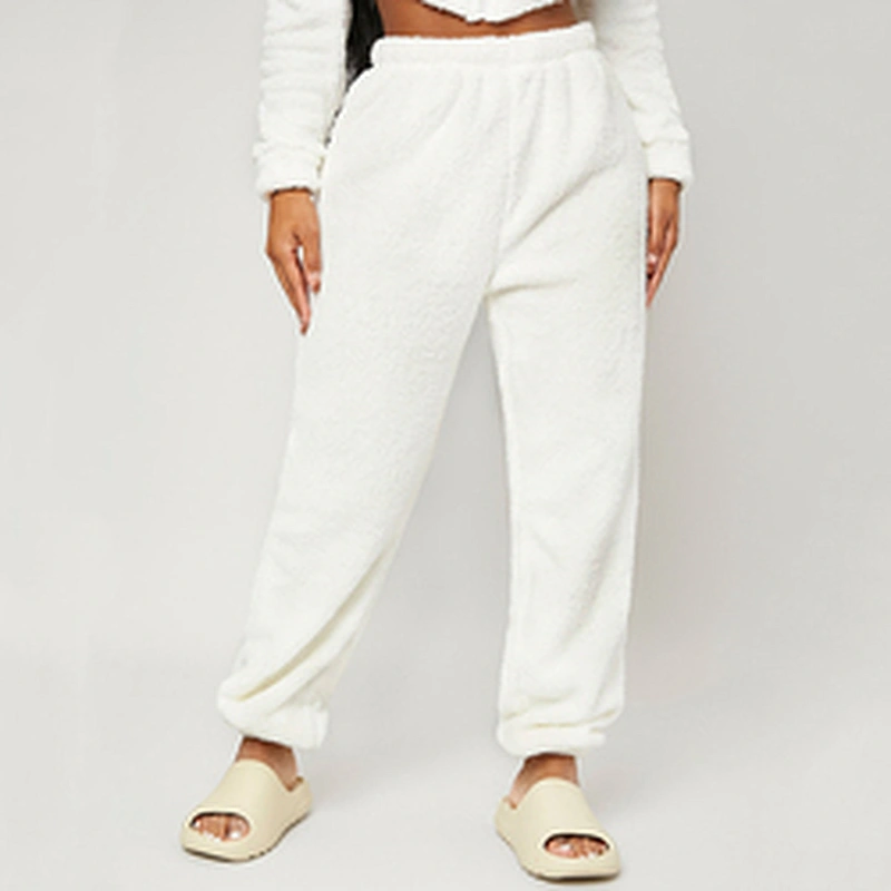 Wholesale Winter Thermal Lounge Pants Women Solid Flannel Pajama Pants