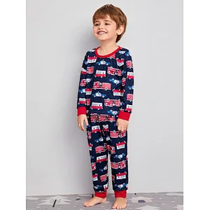 2022 Cartoon Cotton Children Boy Printed Custom Pjs Custom Pajama OEM ODM Cozy Kids Pyjama Sets