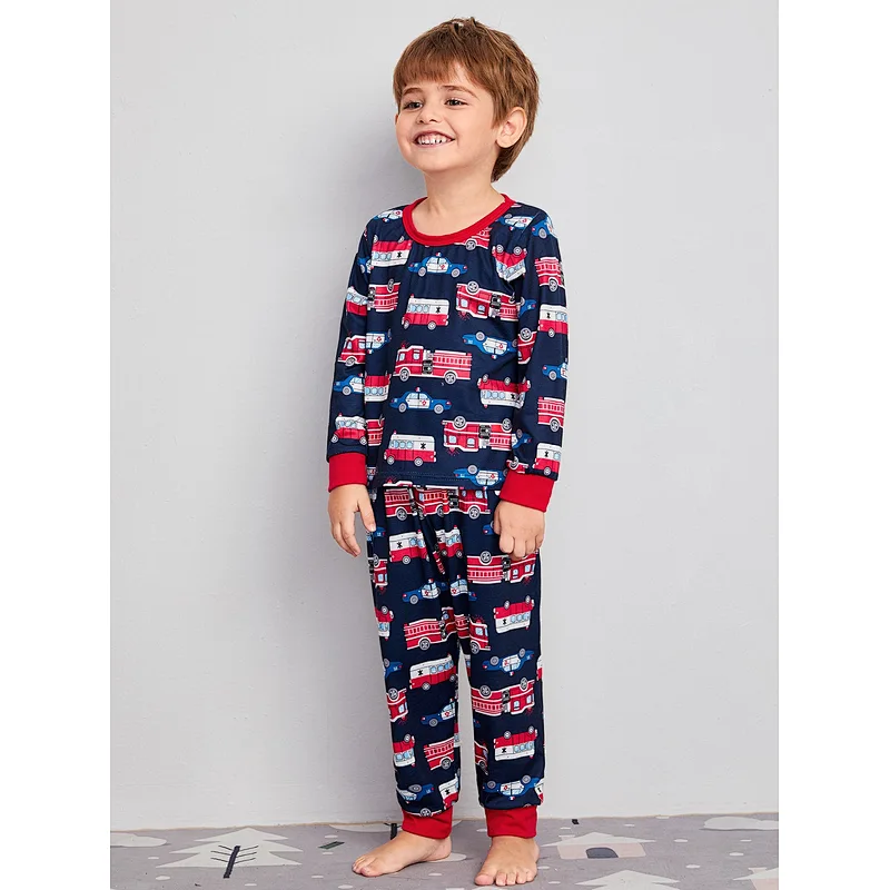 2022 Cartoon Cotton Children Boy Printed Custom Pjs Custom Pajama OEM ODM Cozy Kids Pyjama Sets