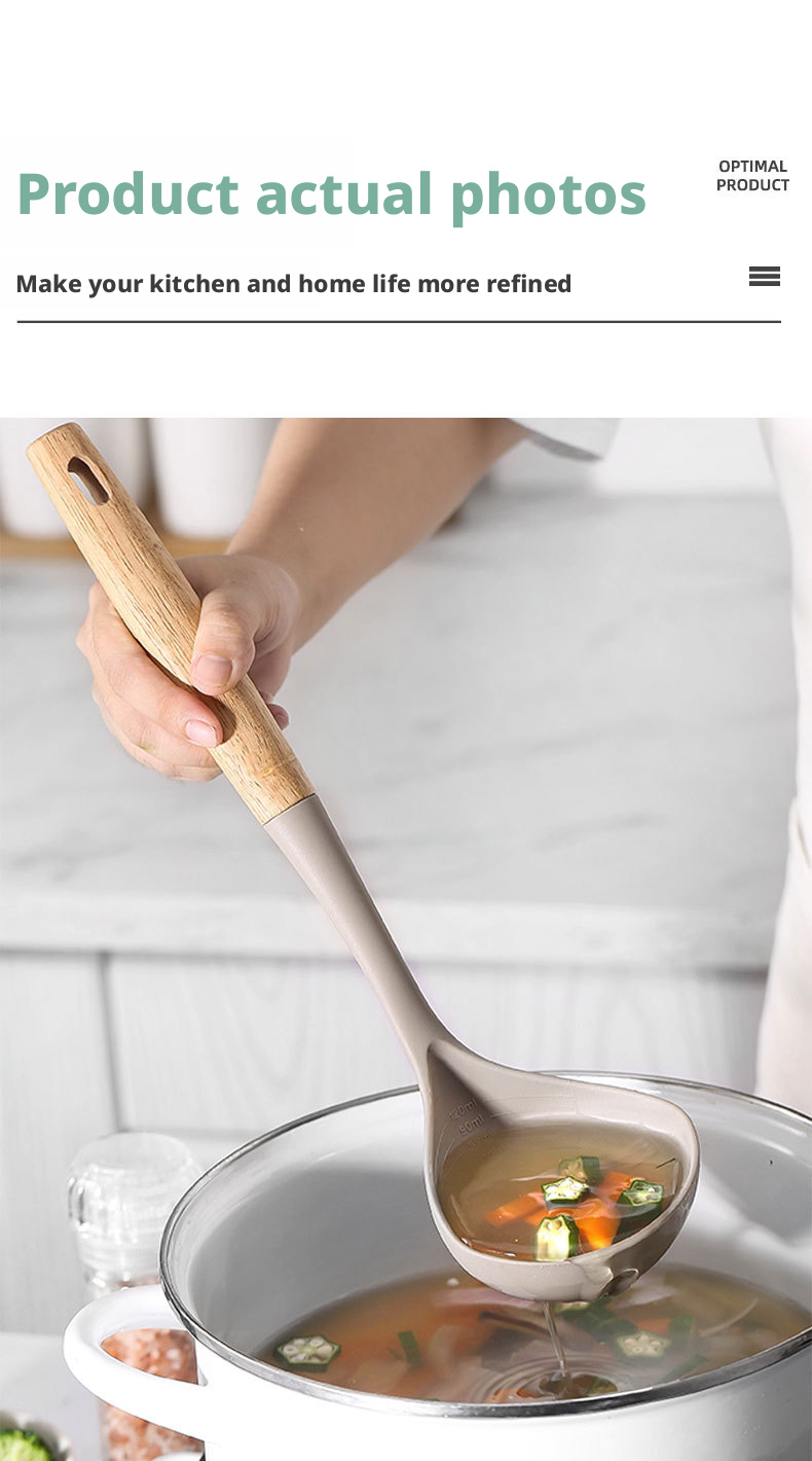 wooden handle silicone utensils