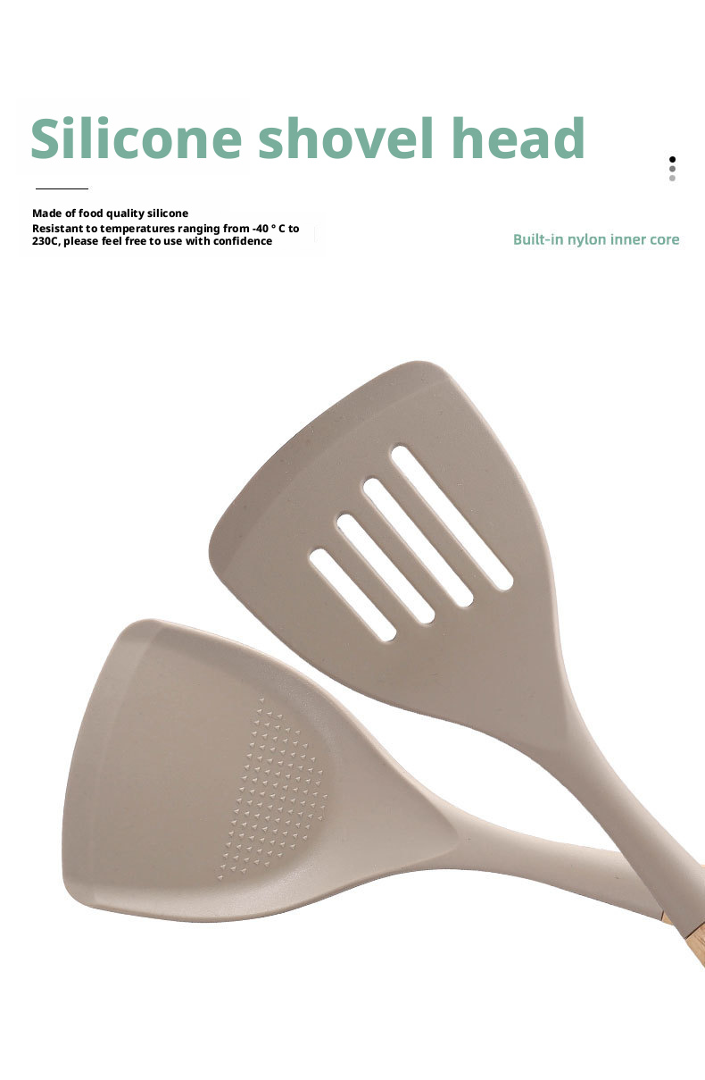 wooden handle silicone utensils