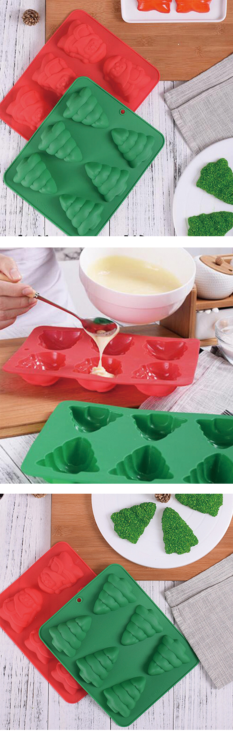 6 Christmas Tree cake trays