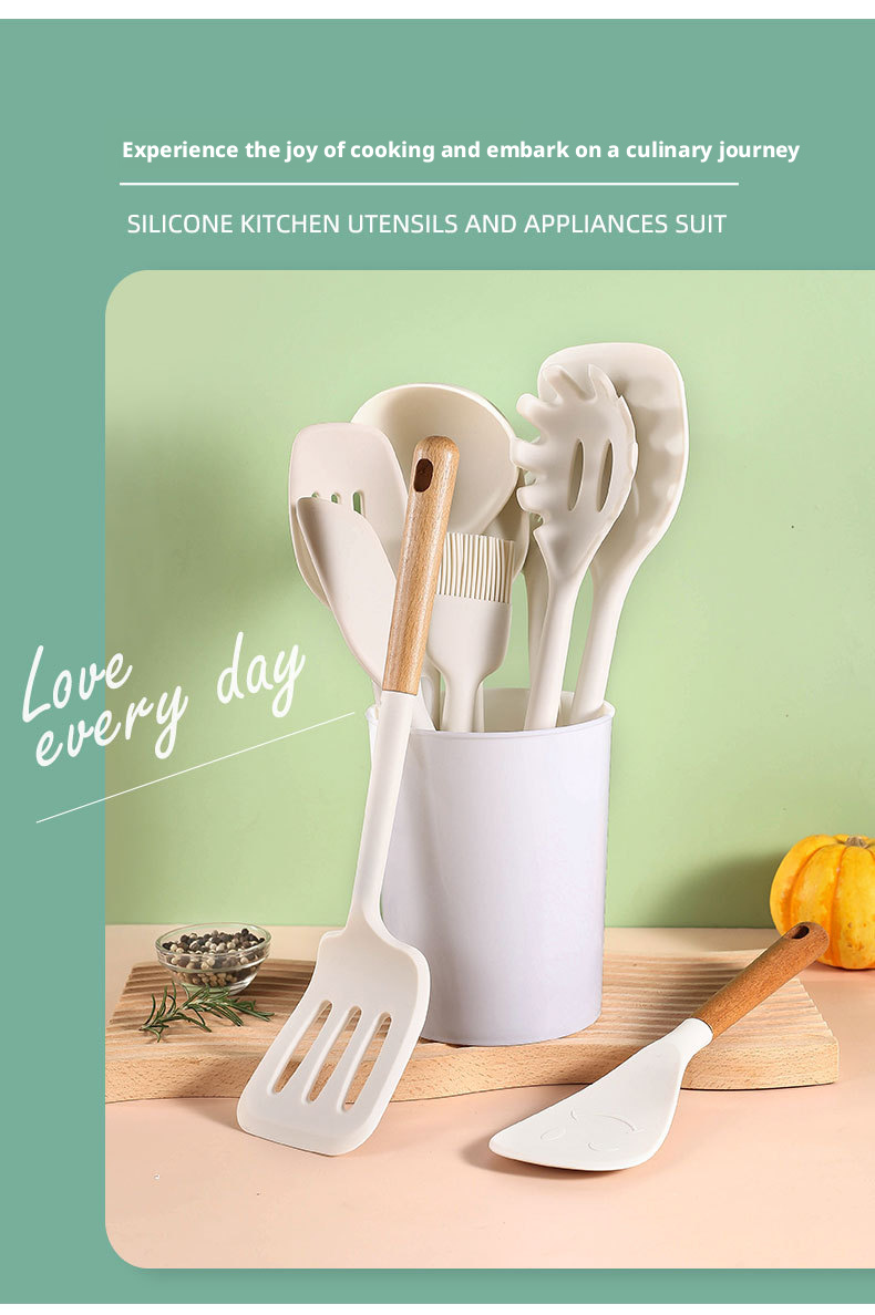 kitchen utensil set wood