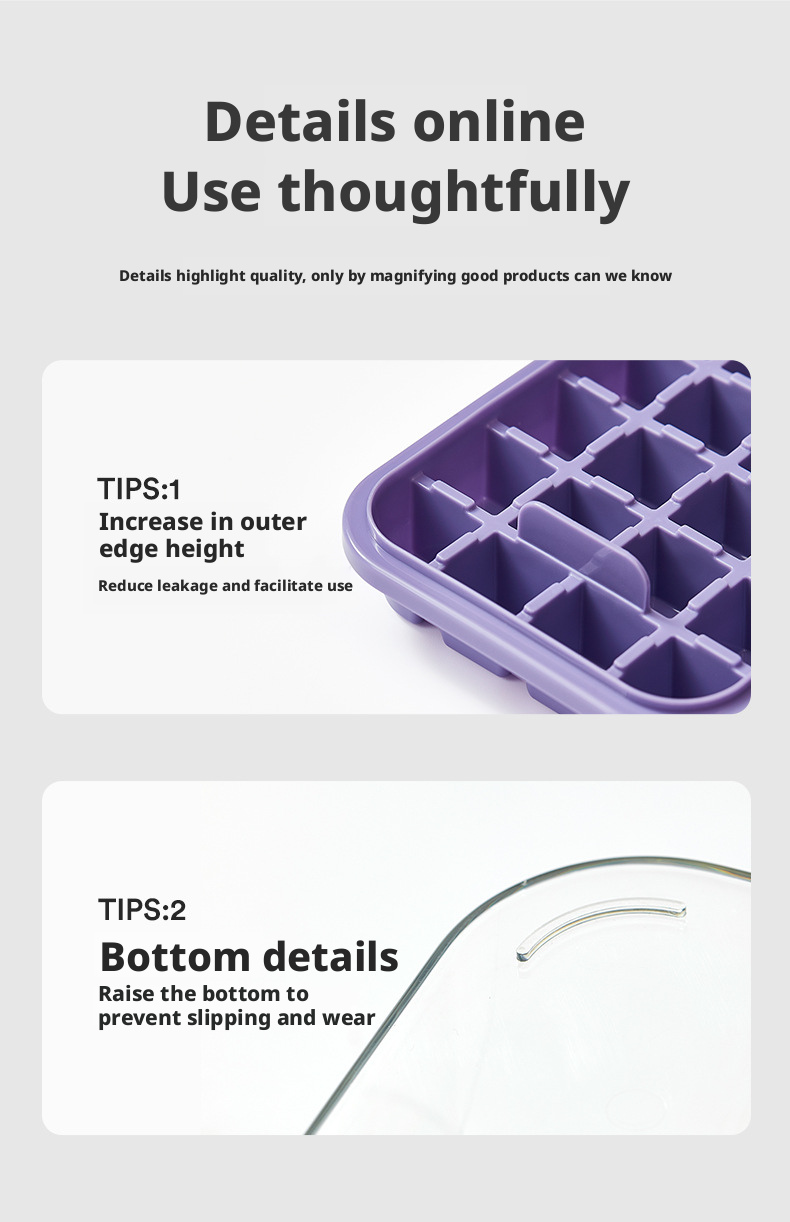 One-Click Ice Removal Ice Cube Container