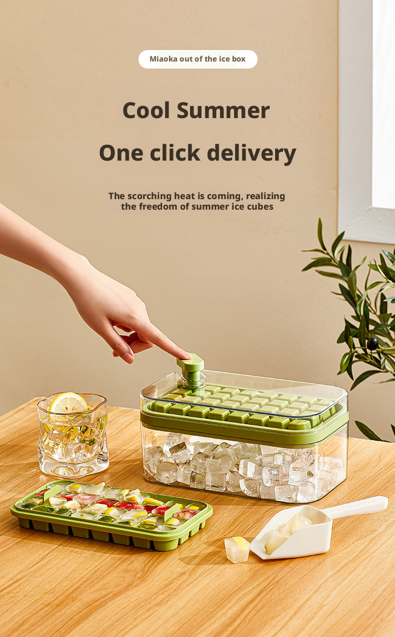 One-Click Ice Removal Ice Cube Container