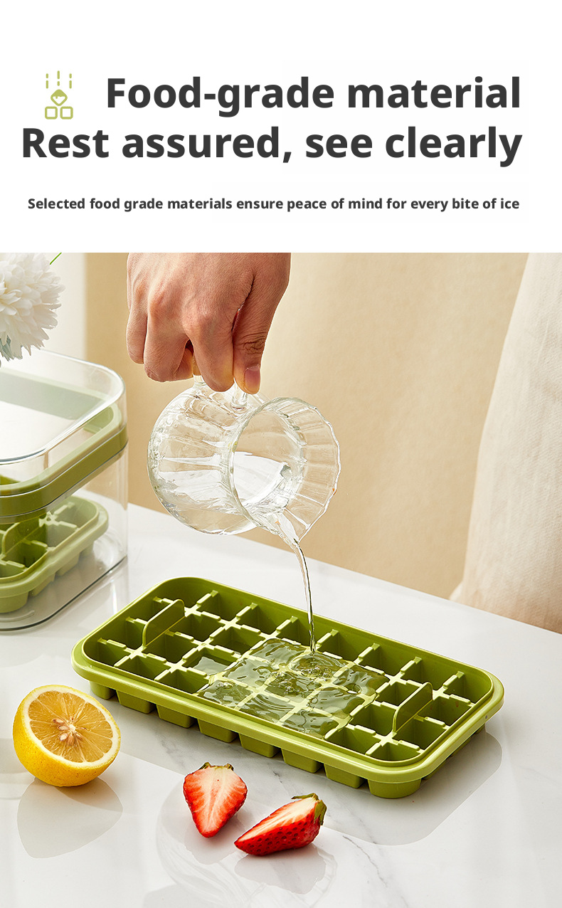 One-Click Ice Removal Ice Cube Container