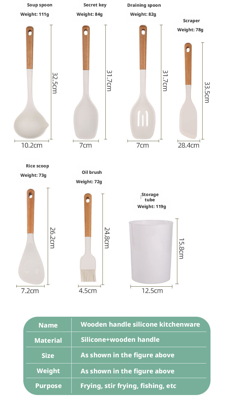 kitchen utensil set wood