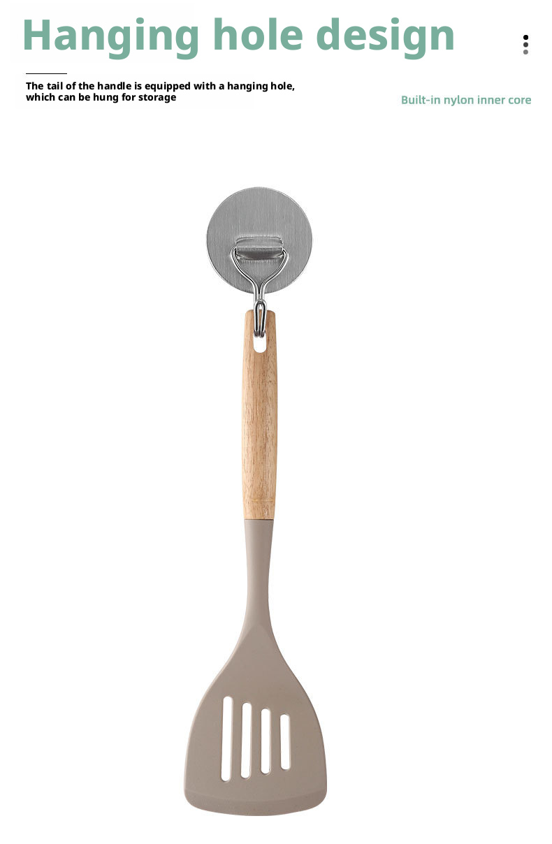 wooden handle silicone utensils