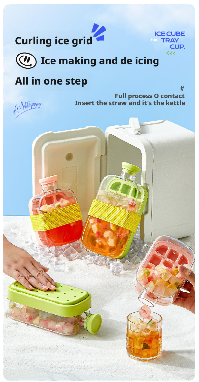 Silicone ice cube tray water bottle